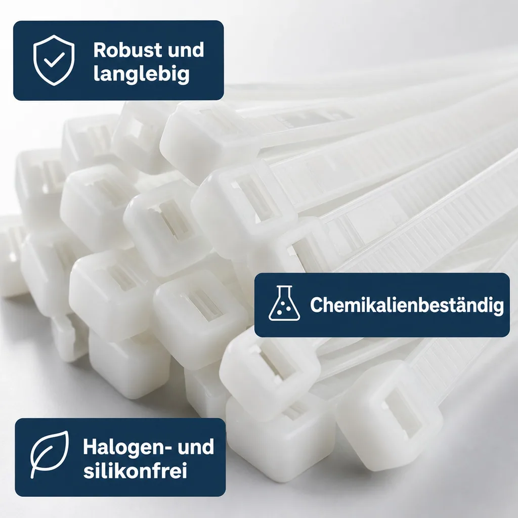 Kabelbinder, 100 Stück, 530x4,8mm natur, PA6.6, Industriequalität
