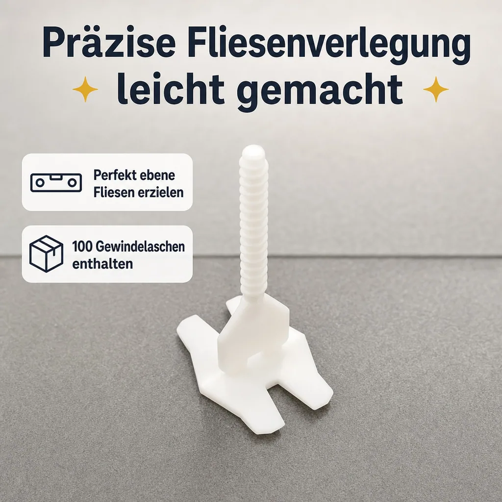 Fliesen Nivelliersystem, 100 Gewindelaschen, 3mm Fuge, Fliesen Verlegehilfe