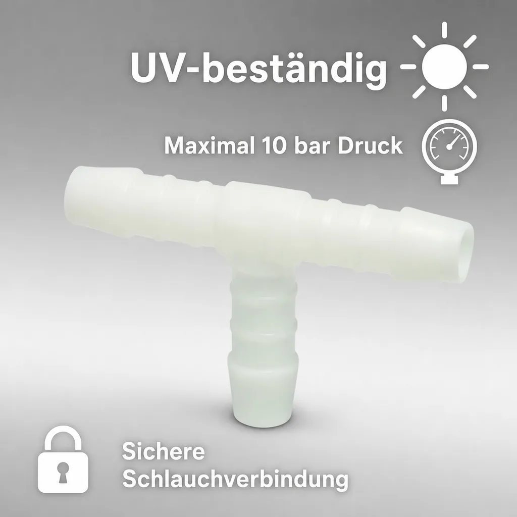 Schlauchverbinder 13mm, Kunststoff T-Stück, Schlauchkupplung