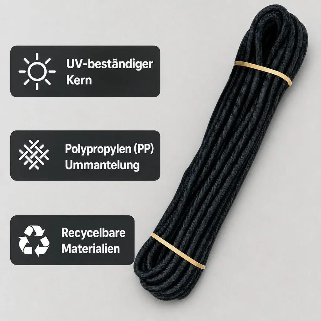 Expanderseil 10mm, Gummiseil, 10m schwarz, elastisches Seil