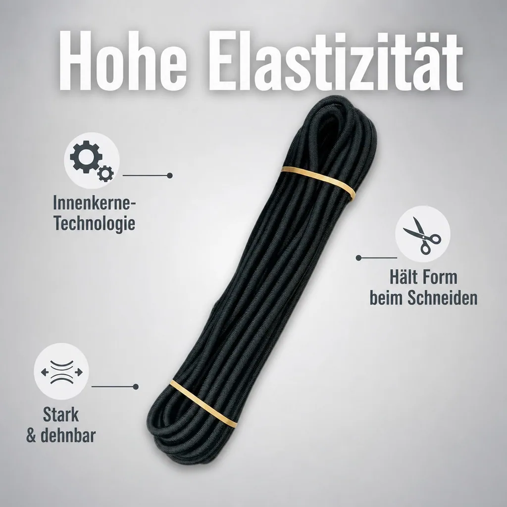 Expanderseil 10mm, Gummiseil, 10m schwarz, elastisches Seil