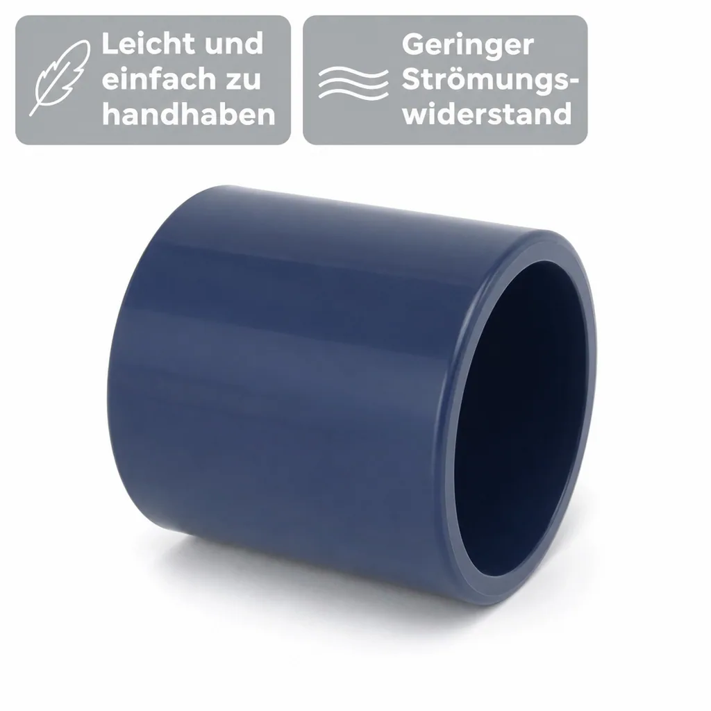 PVC Fittinge, Klebemuffe 50mm PN16, PVC-U Rohrverbinder