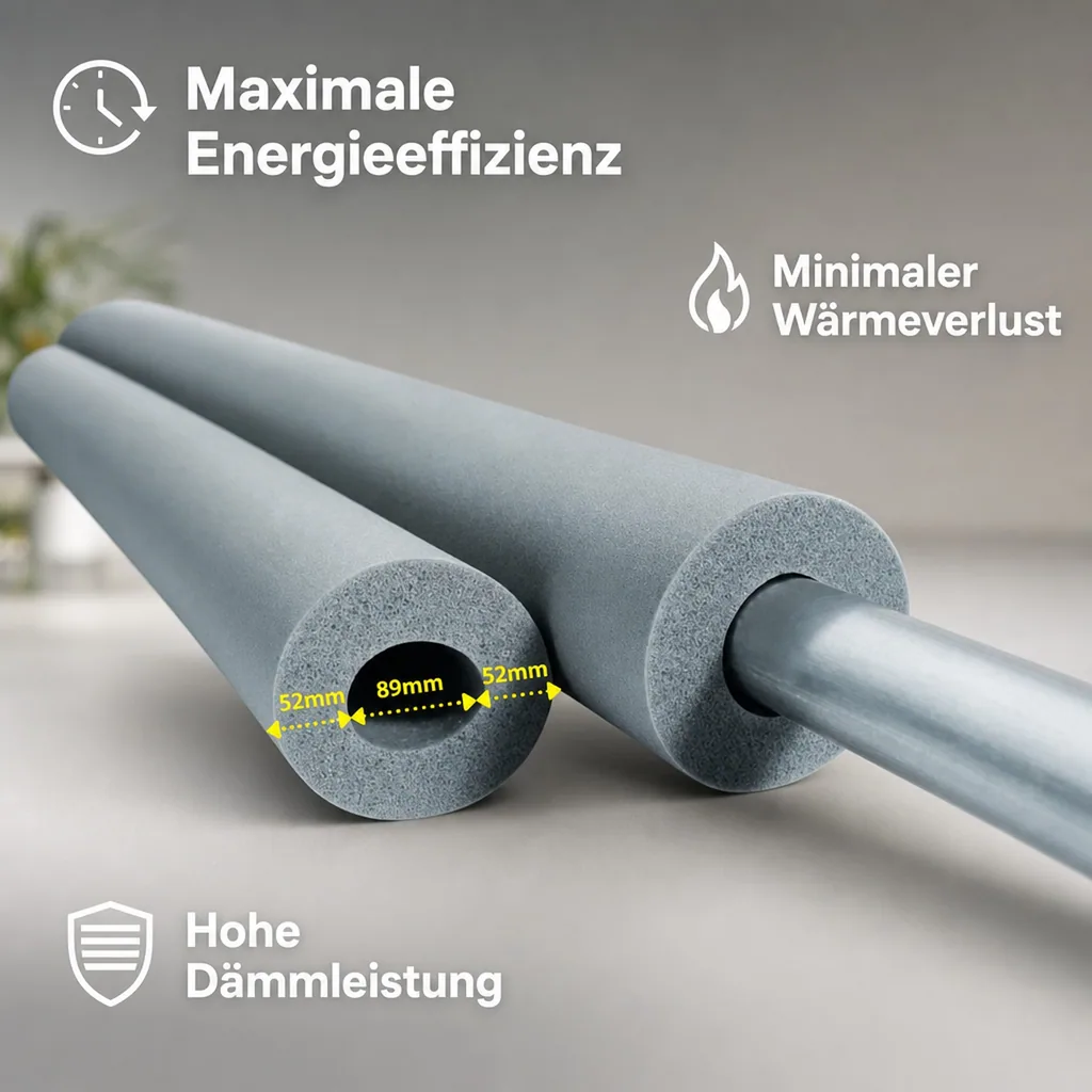 Rohrisolierung, Heizungsrohrisolierung, 89 mm, 2m, Kautschuk, GEG