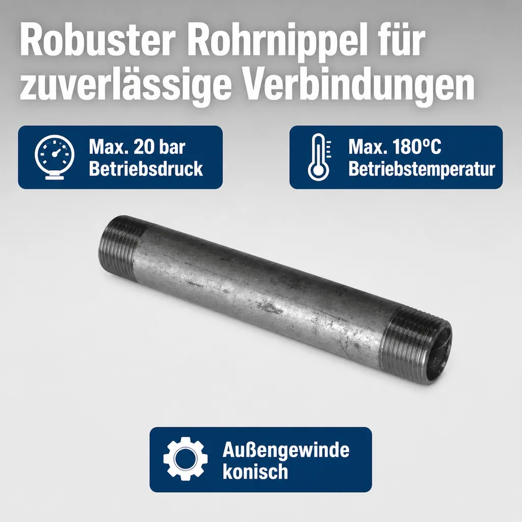 Gewindefitting Rohrnippel verzinkt 1 1/2" AG x 1 1/2" AG 100 mm