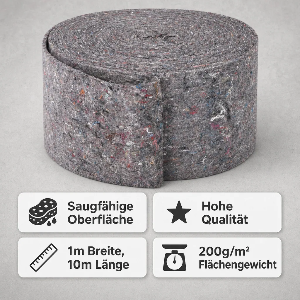 Malervlies, Abdeckvlies, 1m x 10m, 200g/m², Malerarbeiten