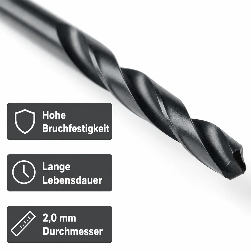 Spiralbohrer, HSS Bohrer, 2mm, DIN 338, rollgewalzt