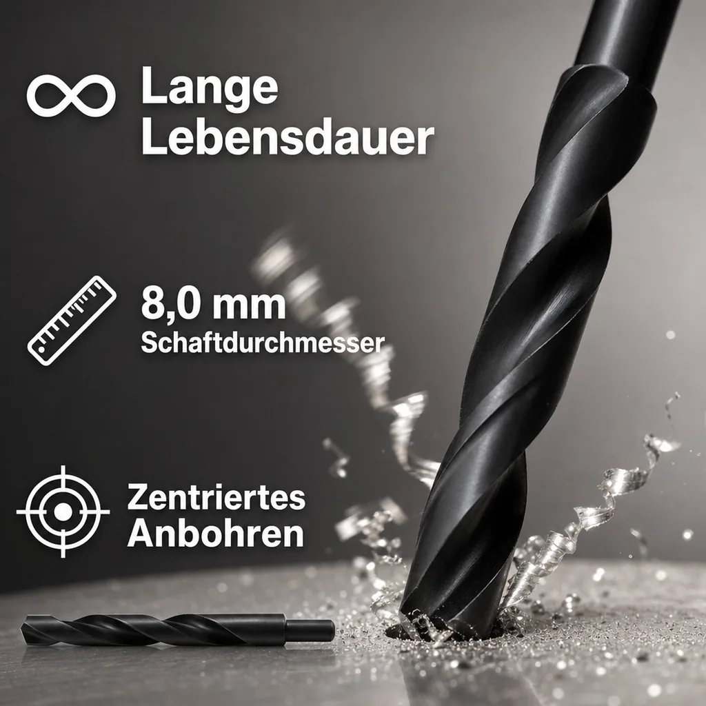HSS Bohrer 10mm, DIN 338, reduzierter Schaft