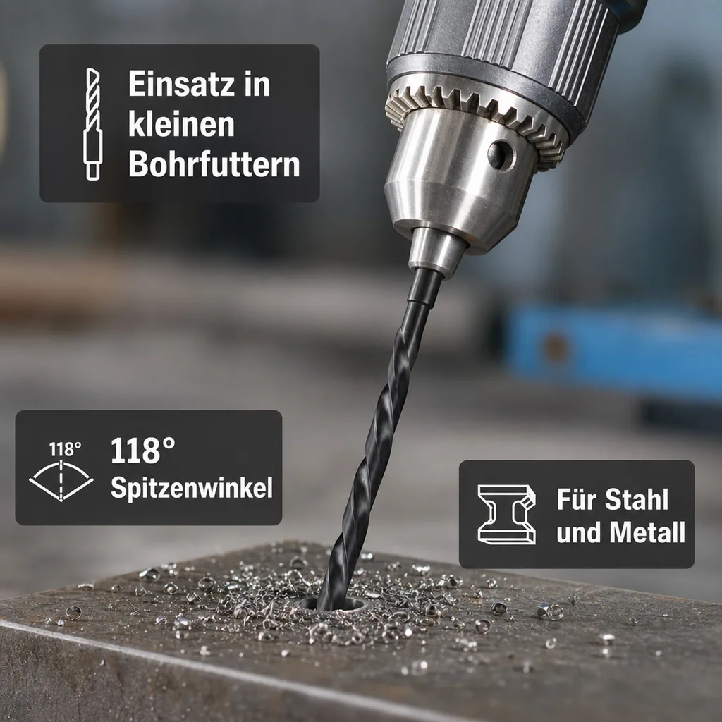 HSS Bohrer 10mm, DIN 338, reduzierter Schaft