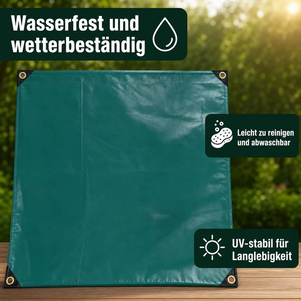 PVC Plane 650g, Abdeckplane 3,5 x 5m (17,5m²), grün, wasserdicht, reißfest