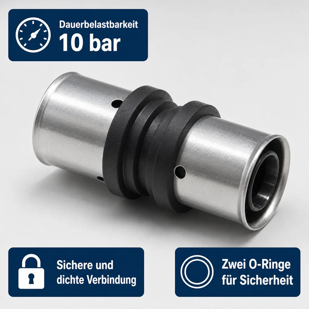 Pressfitting Kupplung, 26x3 mm, PPSU, DVGW zertifiziert