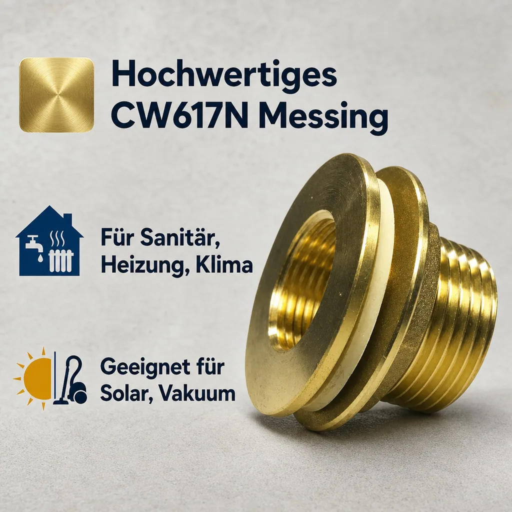 Messing Fitting, Gewindefitting, 1" AG x 3/4" IG