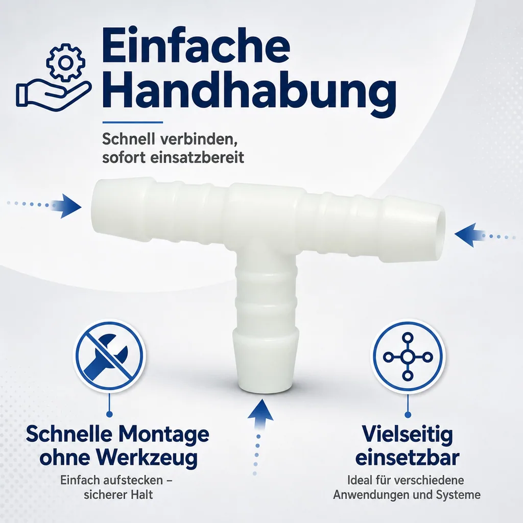Schlauchverbinder 10mm, T-Stück, Kunststoffverbinder