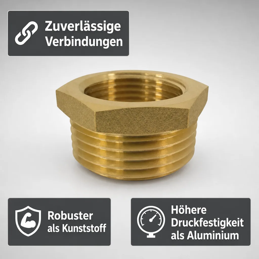 Messing Reduzierstück, Gewindefitting, 3/4" AG x 1/2" IG, Reduzierung