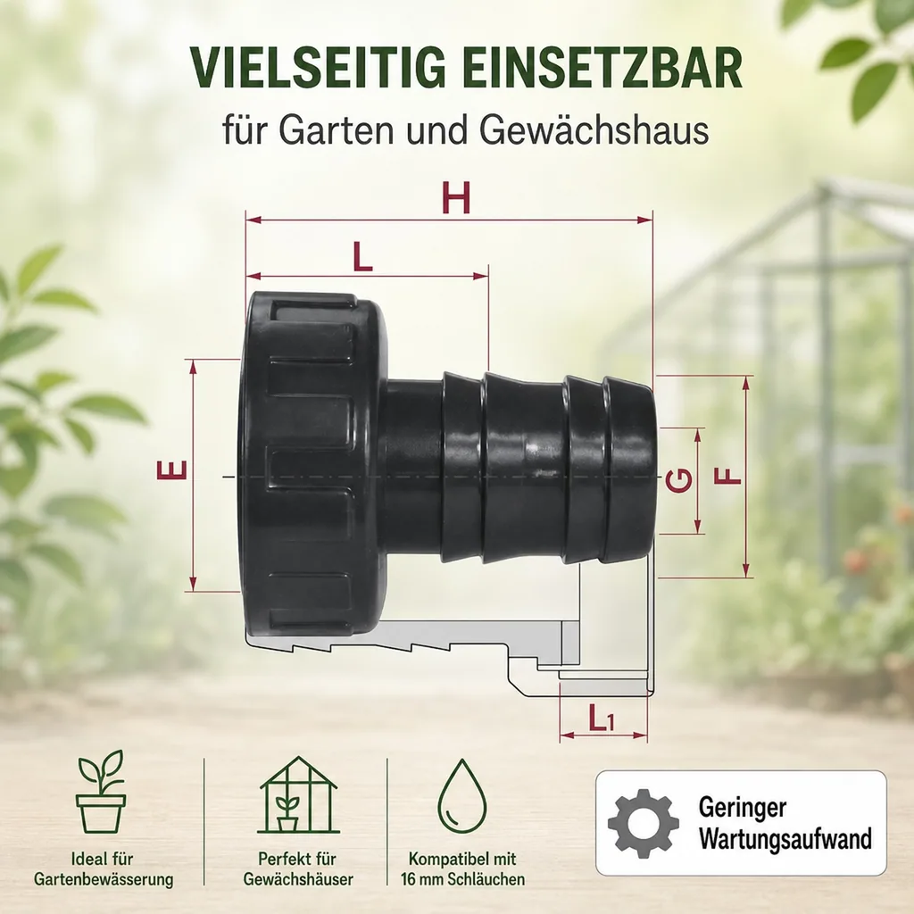 PVC Schlauchtülle mit Überwurfmutter, ¾" IG x 16 mm