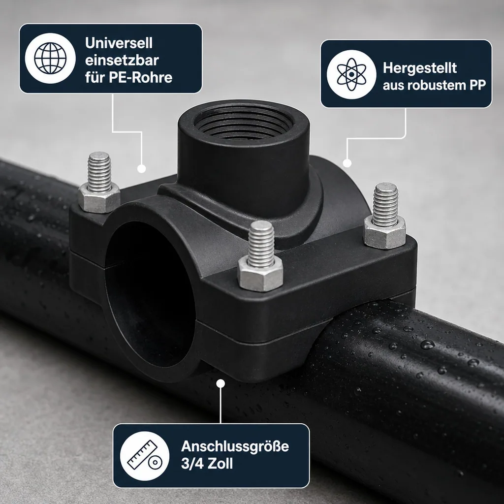 Anbohrschelle, PP Anbohrschelle 50mm, Wasserleitung Anbohrschelle