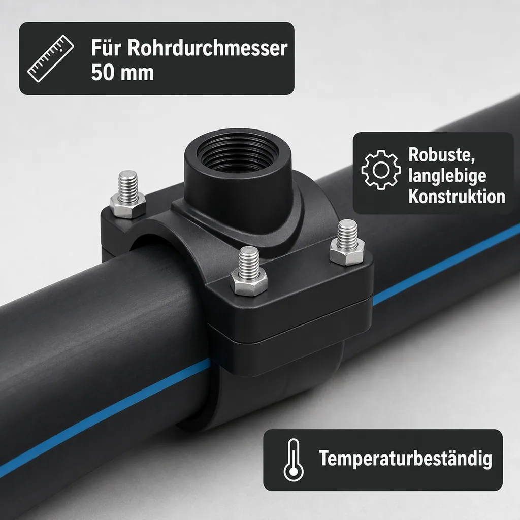 Anbohrschelle, PP Anbohrschelle 50mm, Wasserleitung Anbohrschelle