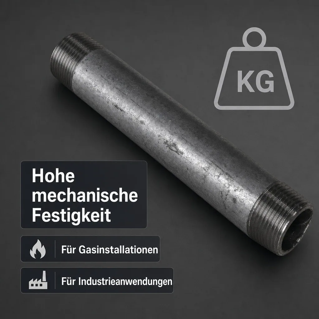 Rohrnippel verzinkt, Gewindefitting 1/2 Zoll AG x 1/2 Zoll AG, 500mm