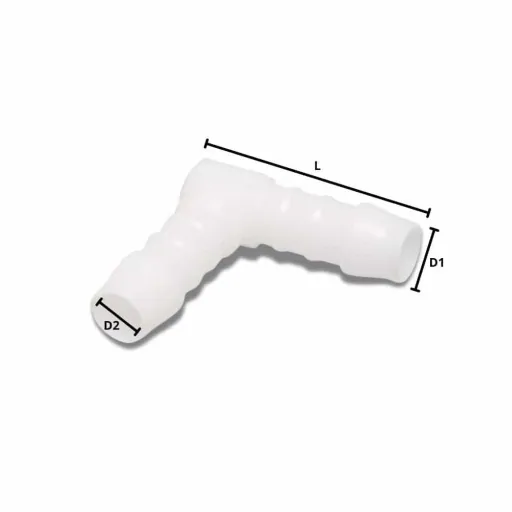 Schlauchverbinder 5mm, Kunststoffwinkel, 90 Grad Verbinder