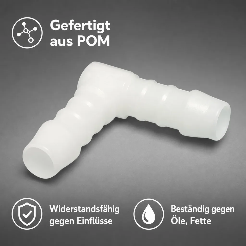 Schlauchverbinder 10mm, Kunststoff, Winkel 90 Grad