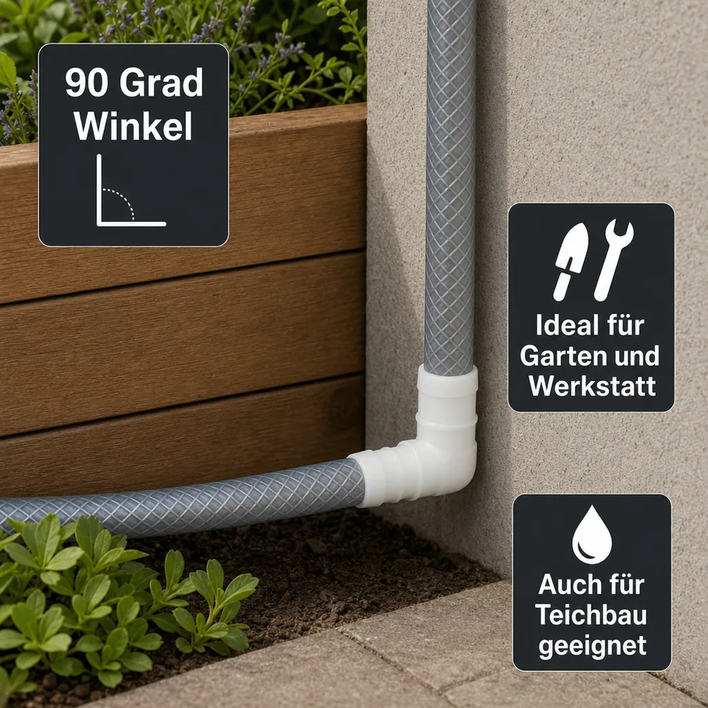 Schlauchverbinder 19mm, Kunststoff Winkelverbinder 90 Grad