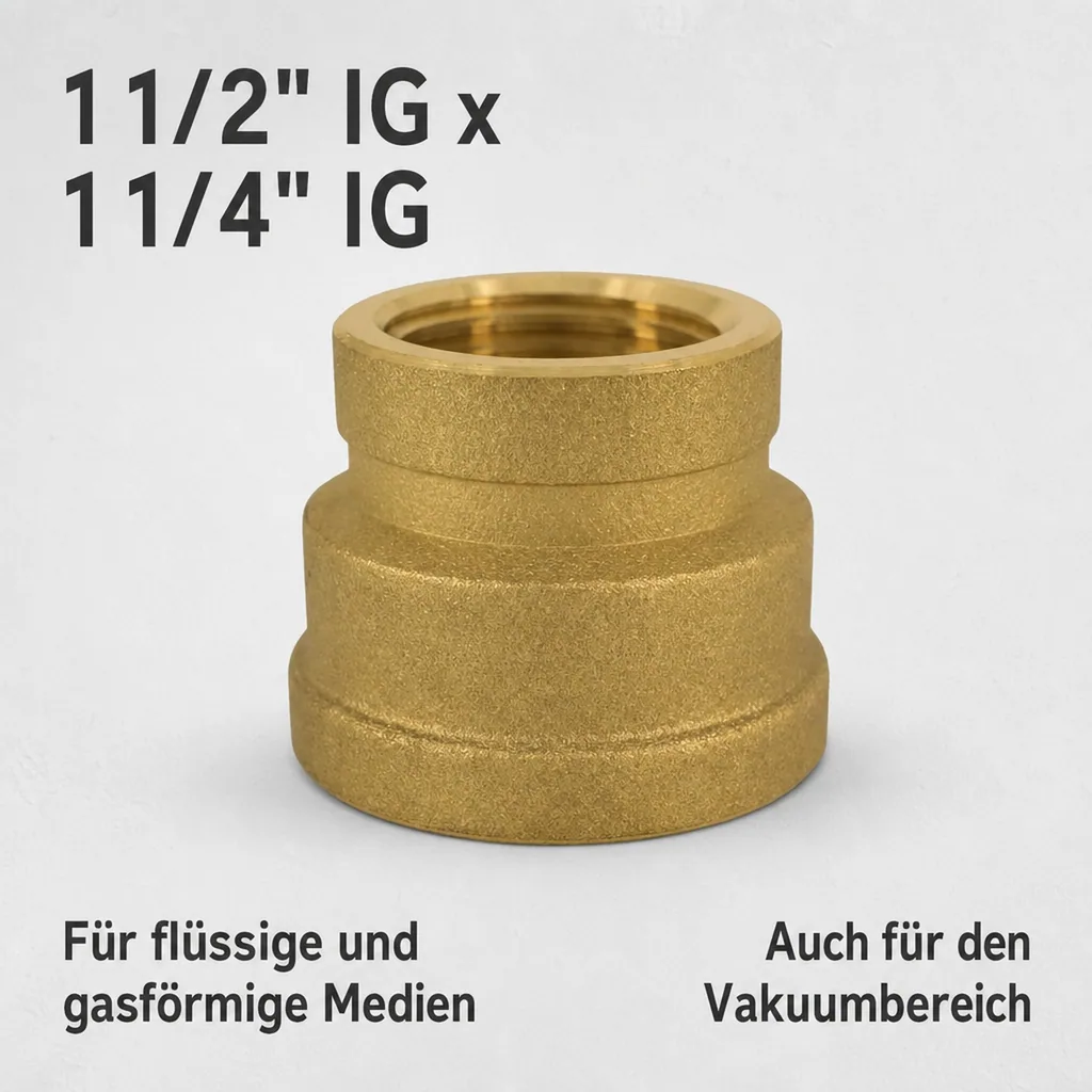 Messing Muffe reduziert, Gewindefitting, 1 1/2" IG x 1 1/4" IG