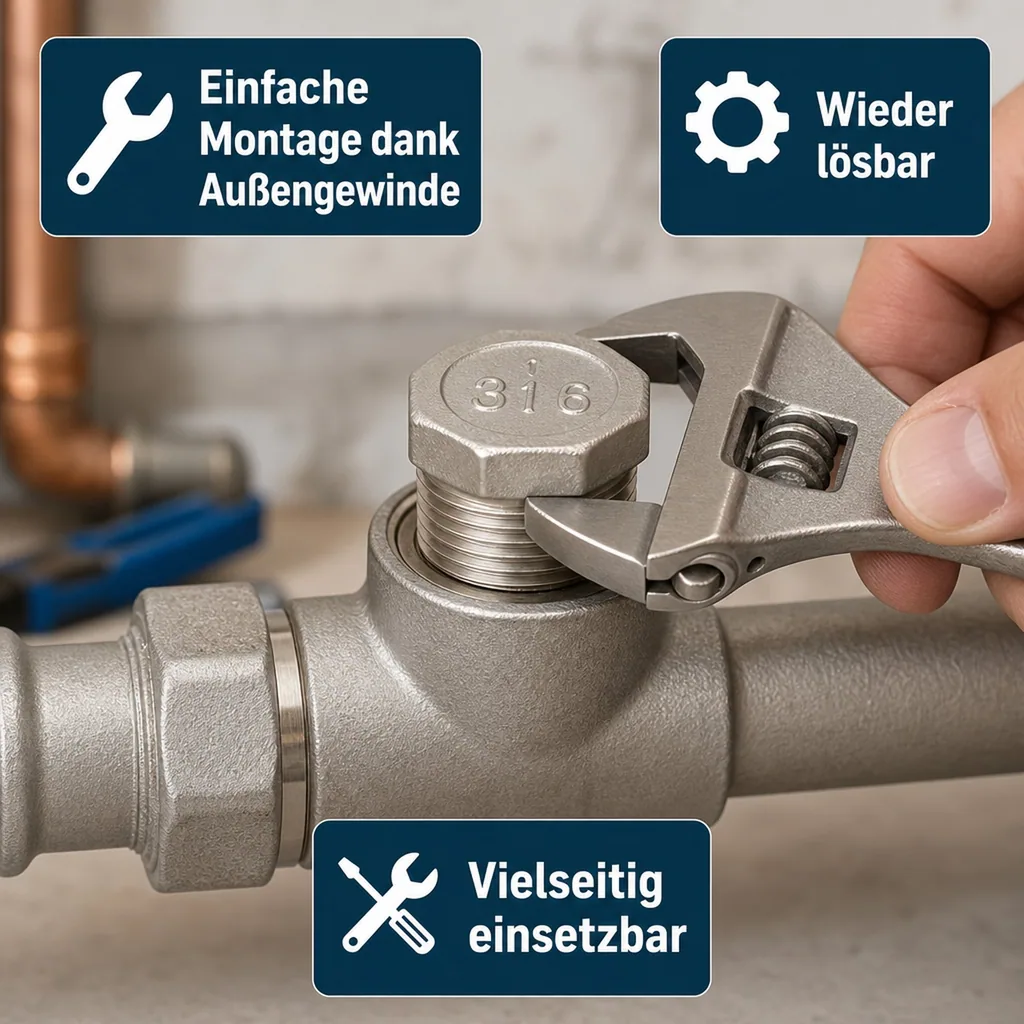 Edelstahlfitting, Gewindefitting Edelstahl, Stopfen 2 Zoll AG, V4A