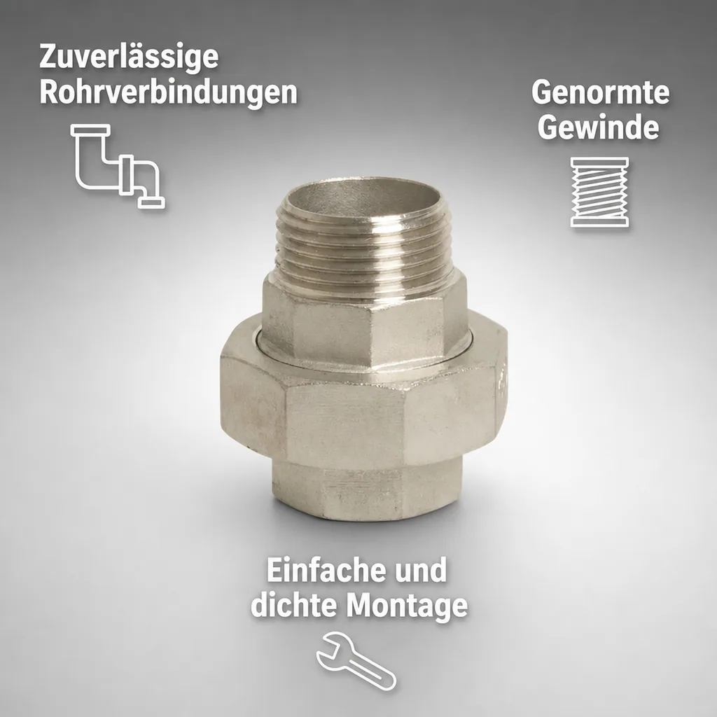 Edelstahl Verschraubung 2 Zoll, Gewindefitting, Rohrverschraubung