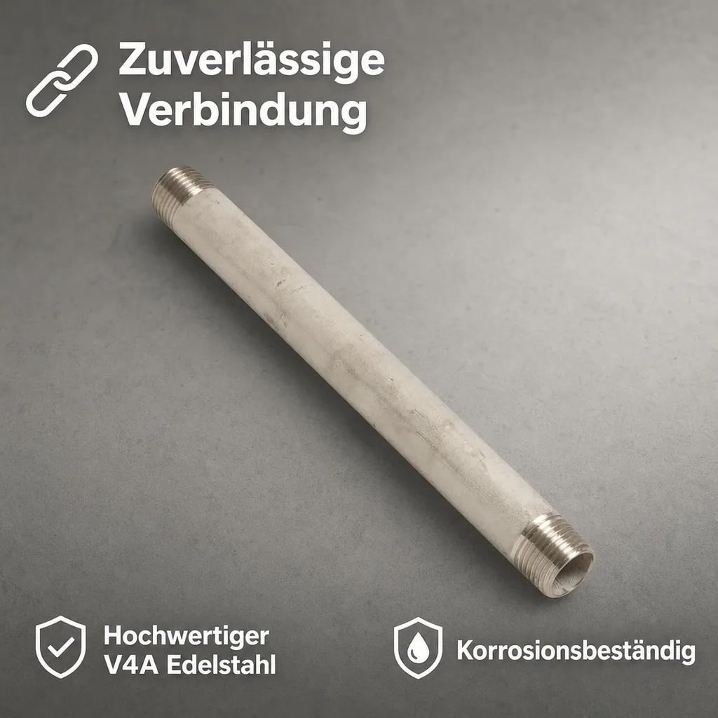 Edelstahl Fitting, Gewindefitting Edelstahl, Rohrnippel 2 Zoll, V4A