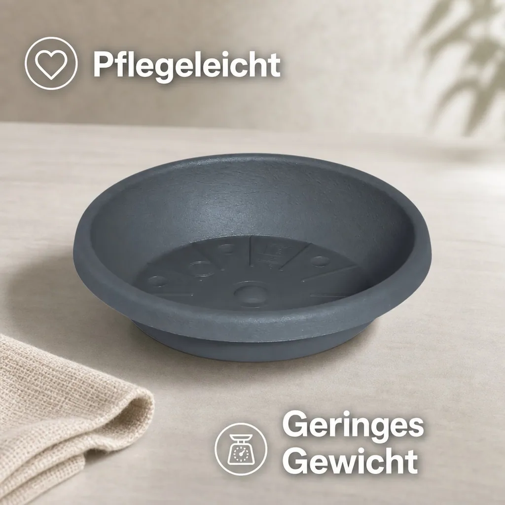 Blumentopfuntersetzer, Pflanzenuntersetzer Kunststoff, anthrazit, Ø 41cm