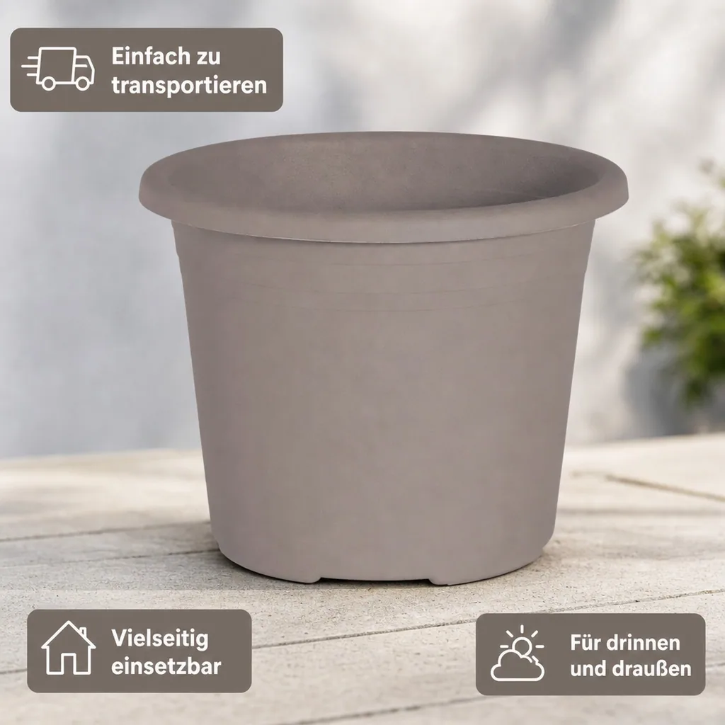 Blumentopf CYLINDRO ca. 40cm, 21,5L taupe
