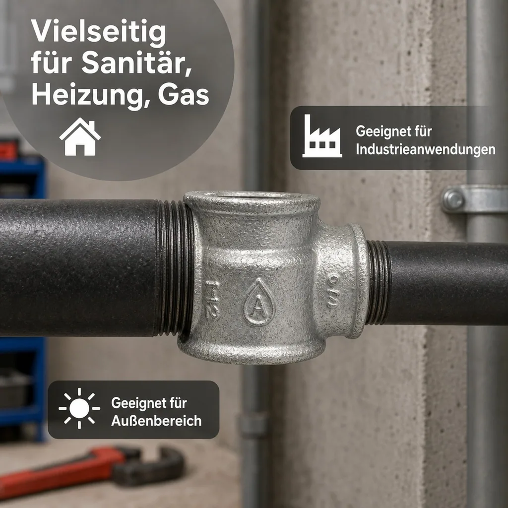 Reduziermuffe, Tempergussfitting, 2 Zoll x 1 1/2 Zoll, Gewindefitting