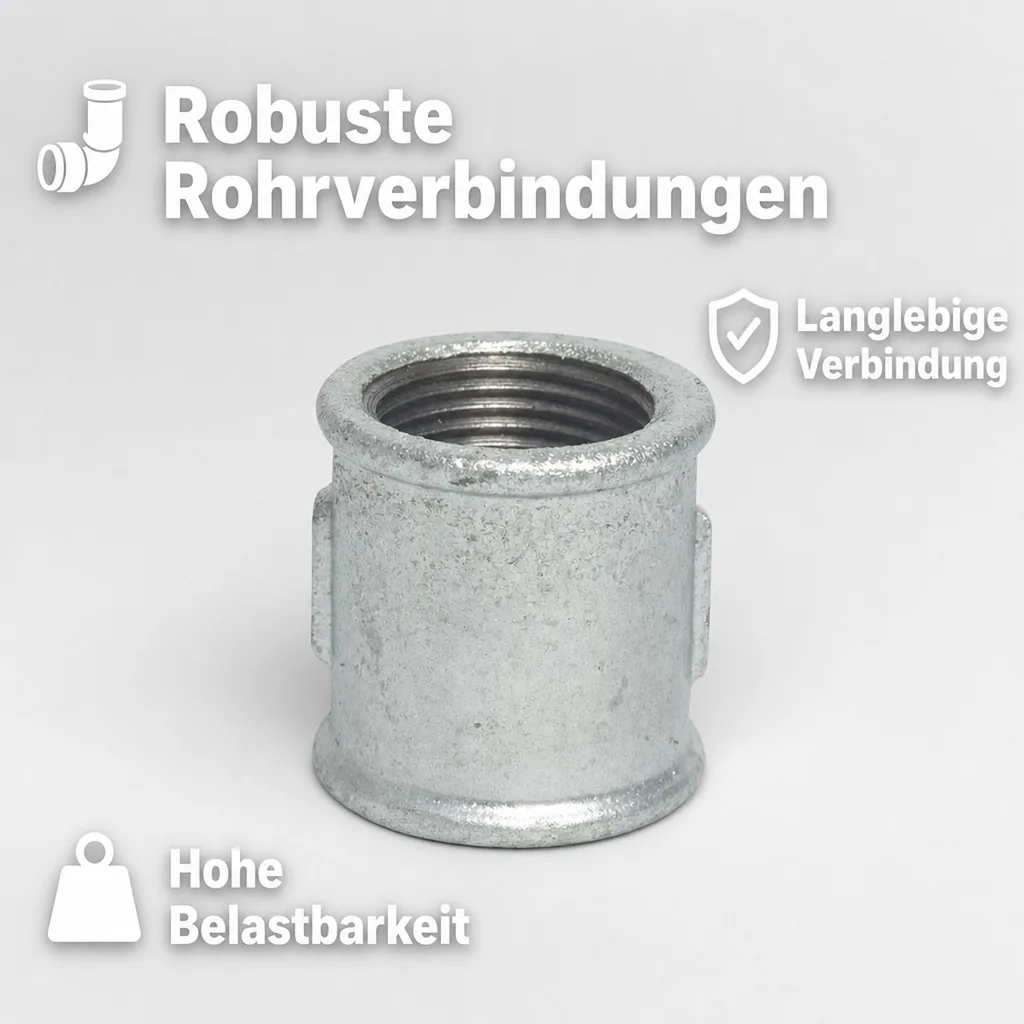 Temperguss Muffe, Muffe 1 Zoll IG, Gewindefitting