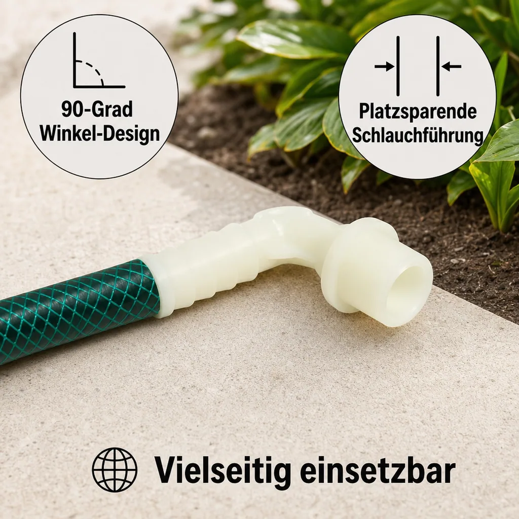 Schlauchverbinder 12mm, Kunststoff Winkelverbinder, Tülle, 3/8 Zoll