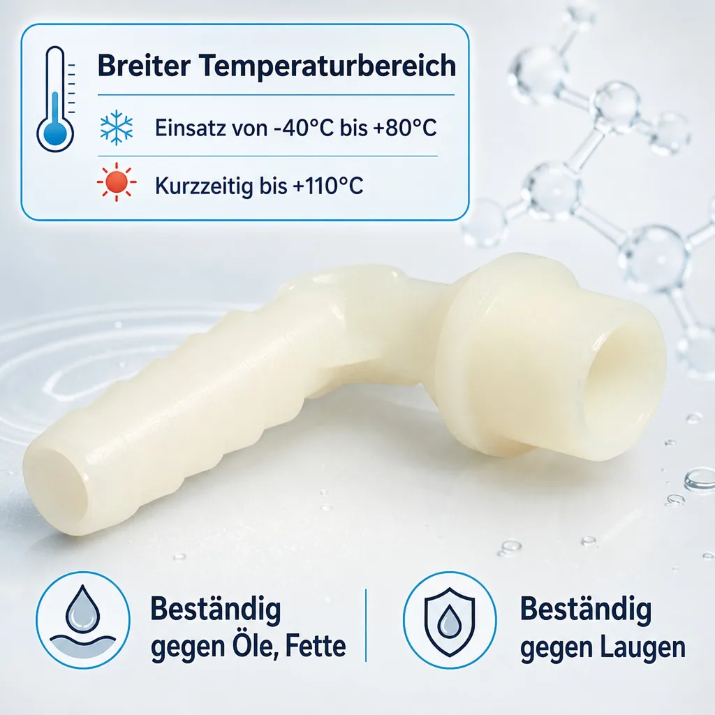 Schlauchverbinder 12mm, Kunststoff Winkelverbinder, Tülle, 3/8 Zoll