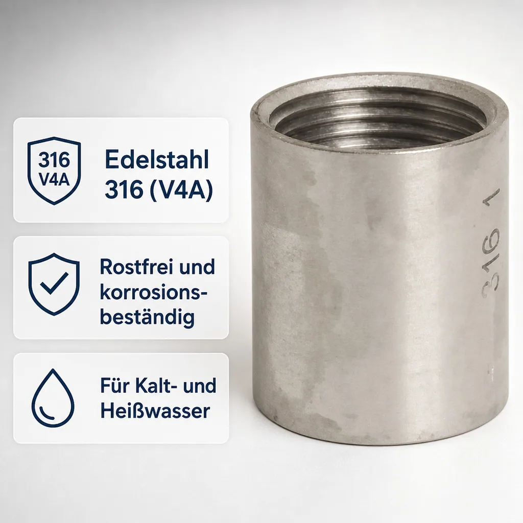 Gewindefitting Edelstahl Muffe 3/8" IG