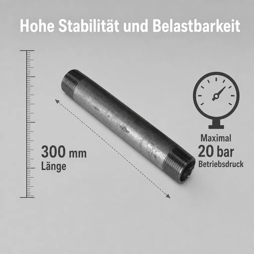 Rohrnippel 3 4 zoll, verzinkt, 300mm, Gewindefitting