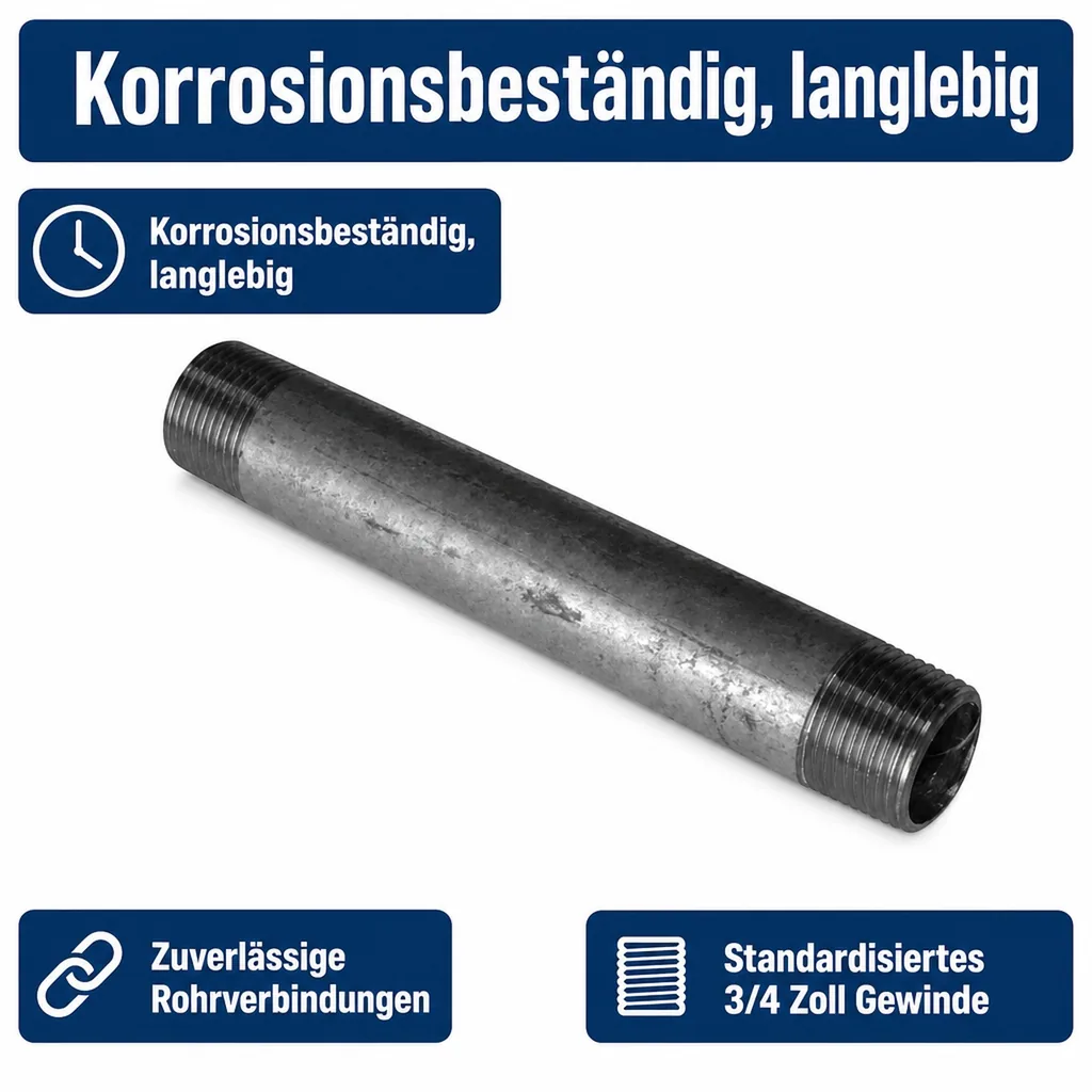 Rohrnippel 3 4 zoll, verzinkt, 300mm, Gewindefitting