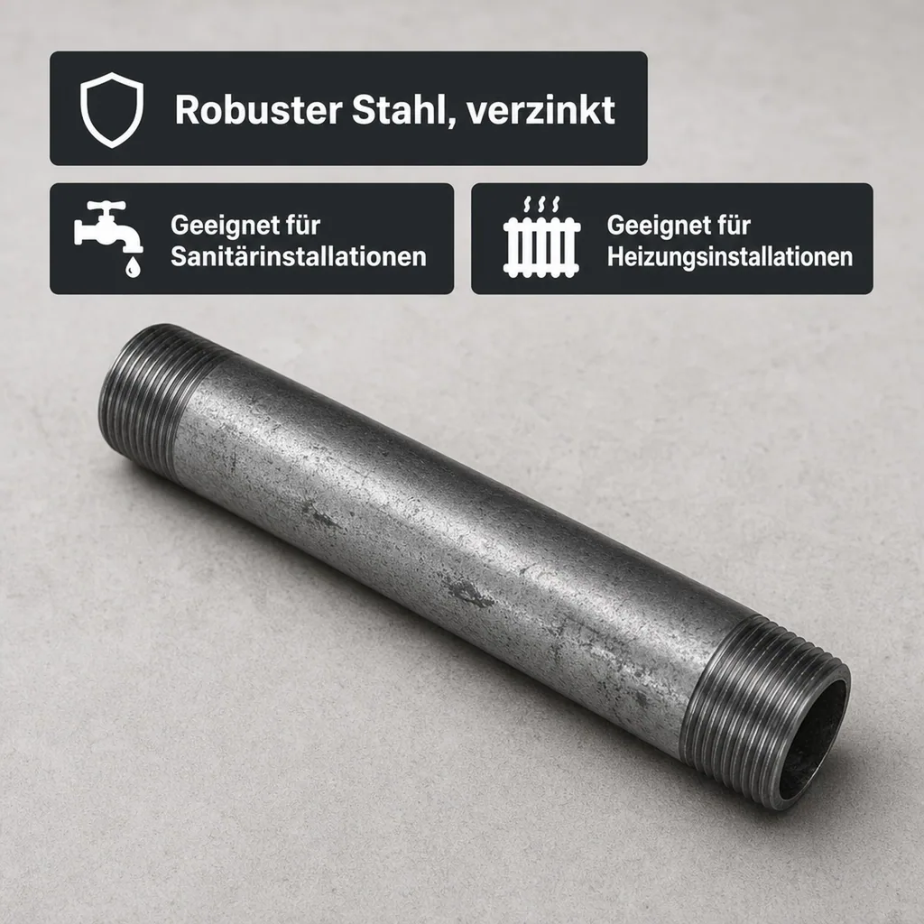Rohrnippel 3 4 zoll, verzinkt, 300mm, Gewindefitting