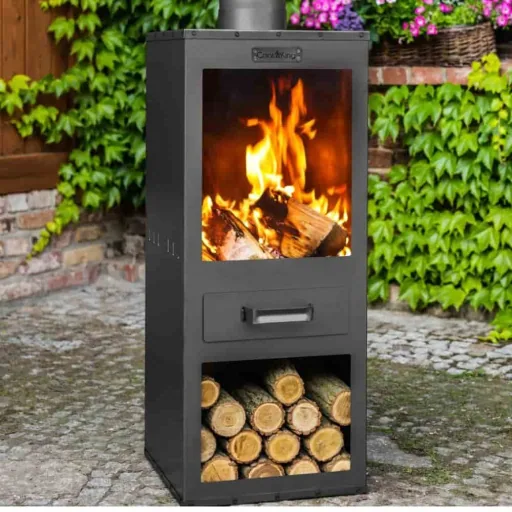 Gartenkamin, Gartenofen, Feuerstelle Garten, Stahl, Rosa, 28 kg