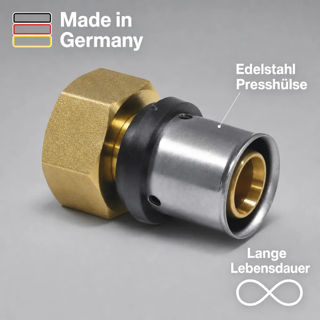 Pressfitting Übergang, 16mm, 1/2 Zoll IG