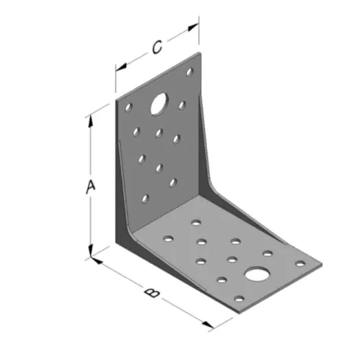 Winkelverbinder mit Rippe, 89x89x60x1,5 mm, Stahl verzinkt, Holzverbinder