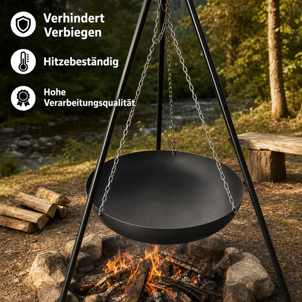 Wok - Pfanne aus Naturstahl 60 cm