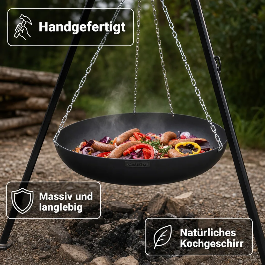 Wok - Pfanne aus Naturstahl 60 cm
