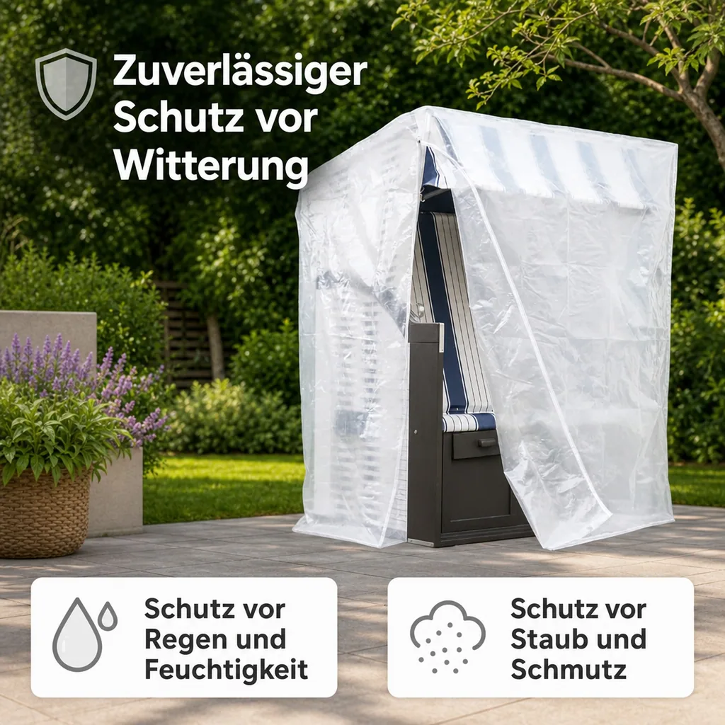 Strandkorb Schutzhülle, transparent, 130x100x170/134cm