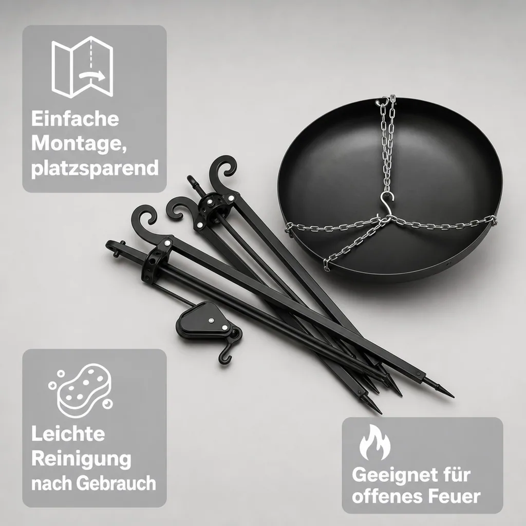 Outdoor Wok, Dreibein Grill, Feuer Wok, 70 cm