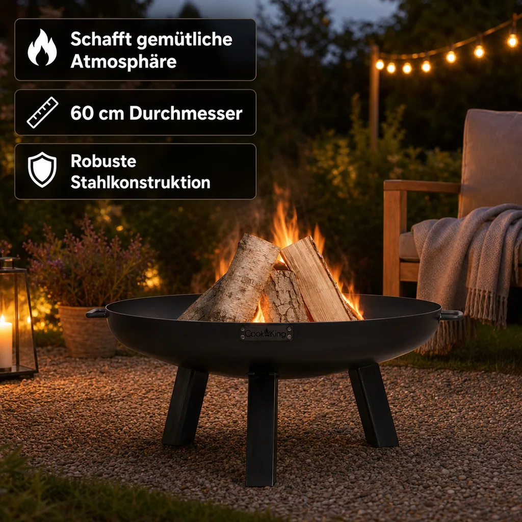 Feuerschale, Garten, 60 cm, Stahl Feuerschale