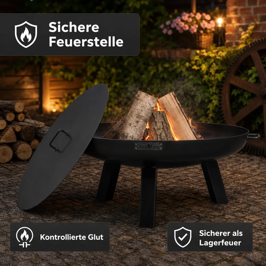 Feuerschale, Garten, 60 cm, Stahl Feuerschale
