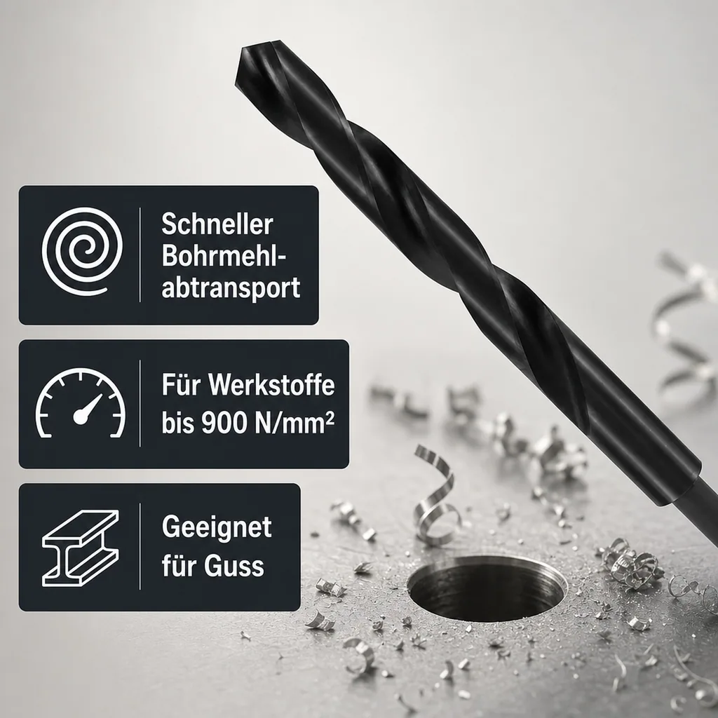 Spiralbohrer DIN 338, HSS Bohrer 17,5mm, reduzierter Schaft