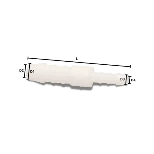 Schlauchverbinder, Kunststoff, reduziert, 8 mm x 4 mm
