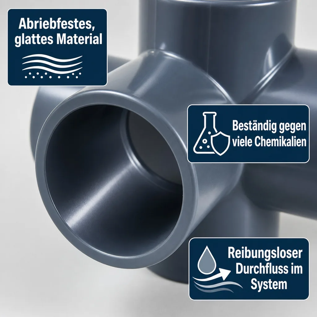 PVC Fittings, PVC Rohrverbinder, PVC-U Kreuz Muffe 25 mm PN16, Hart PVC Fitting